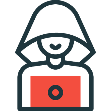 Cyber threat represented by a hooded hacker