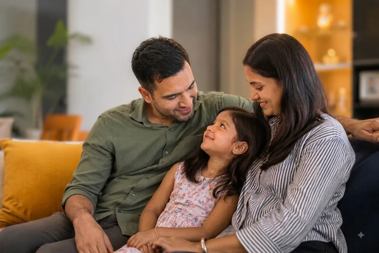 An Indian family spending time together at home