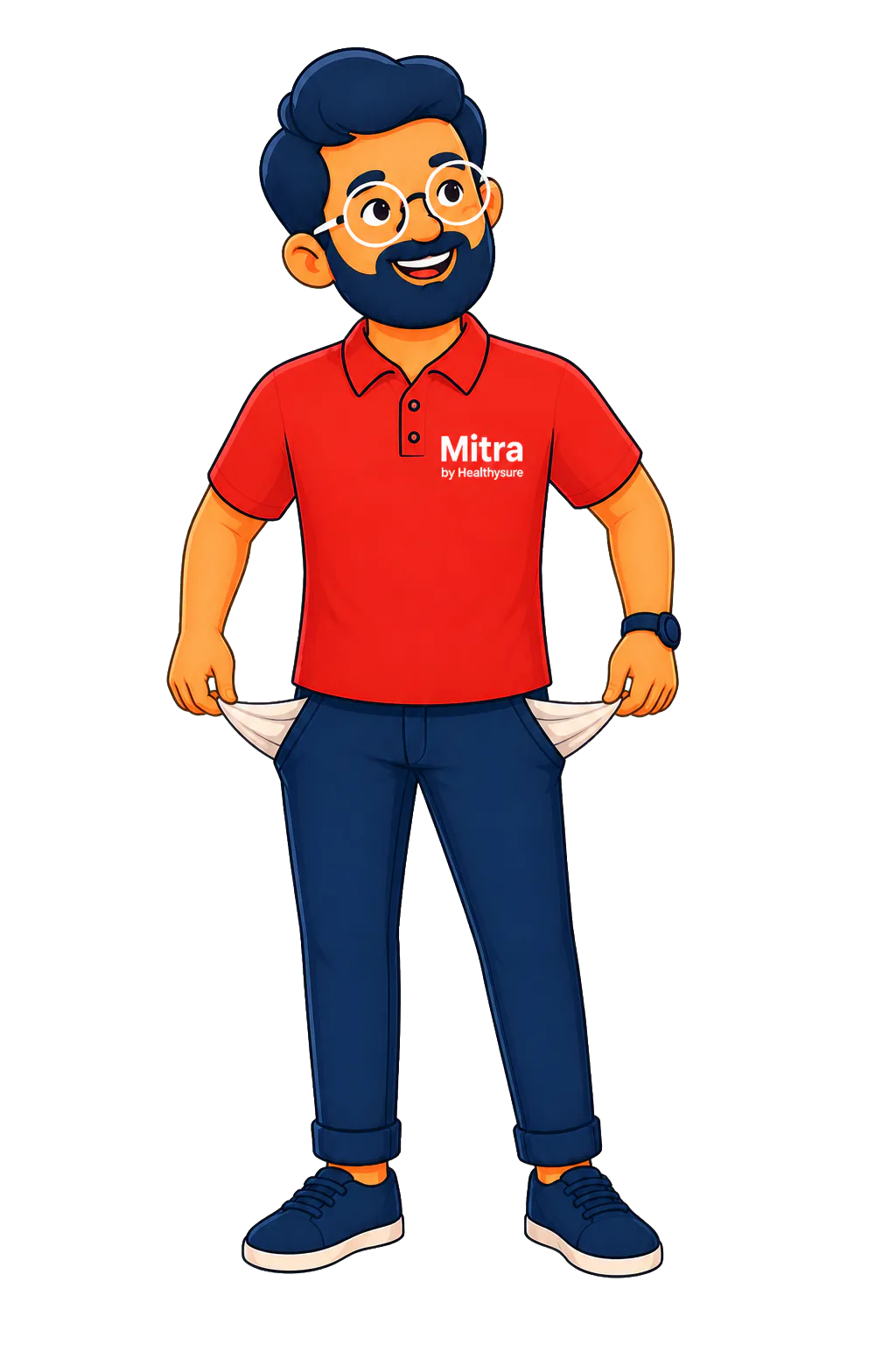 The MITRA mascot showing that both of his pockets are empty